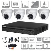 Dahua kit 4 caméras 4K dômes 8 Mpx infrarouge vidéosurveillance